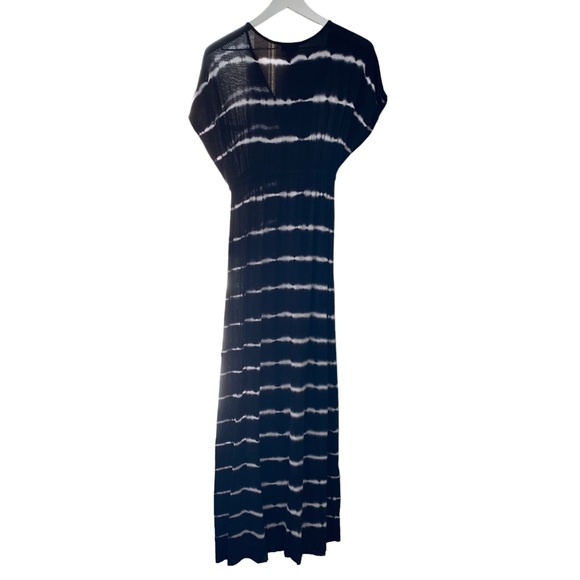 a.n.a. Women’s V-Neck Black & White Tie Dye Stripes Maxi Dress Size Small - Picture 3 of 10
